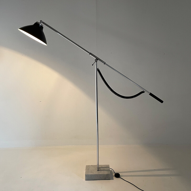 Verstellbare italienische Stehlampe aus Chrom und Marmor, 1960er Jahre