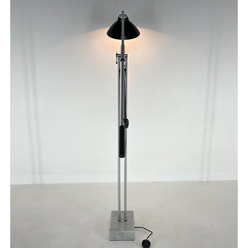 Verstellbare italienische Stehlampe aus Chrom und Marmor, 1960er Jahre