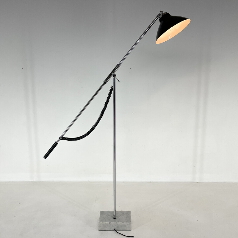 Vintage Italian adjustable chrome and marble floor lamp, 1960s