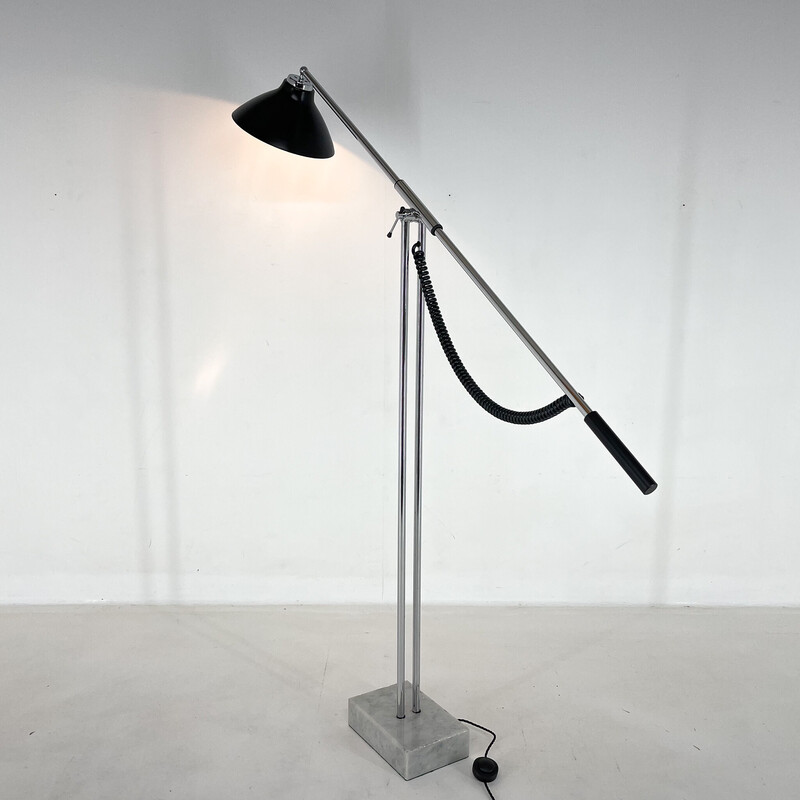 Verstellbare italienische Stehlampe aus Chrom und Marmor, 1960er Jahre