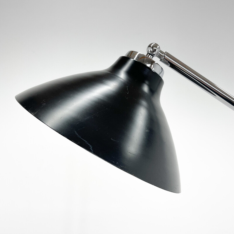 Lámpara de pie italiana vintage regulable en cromo y mármol, años 60