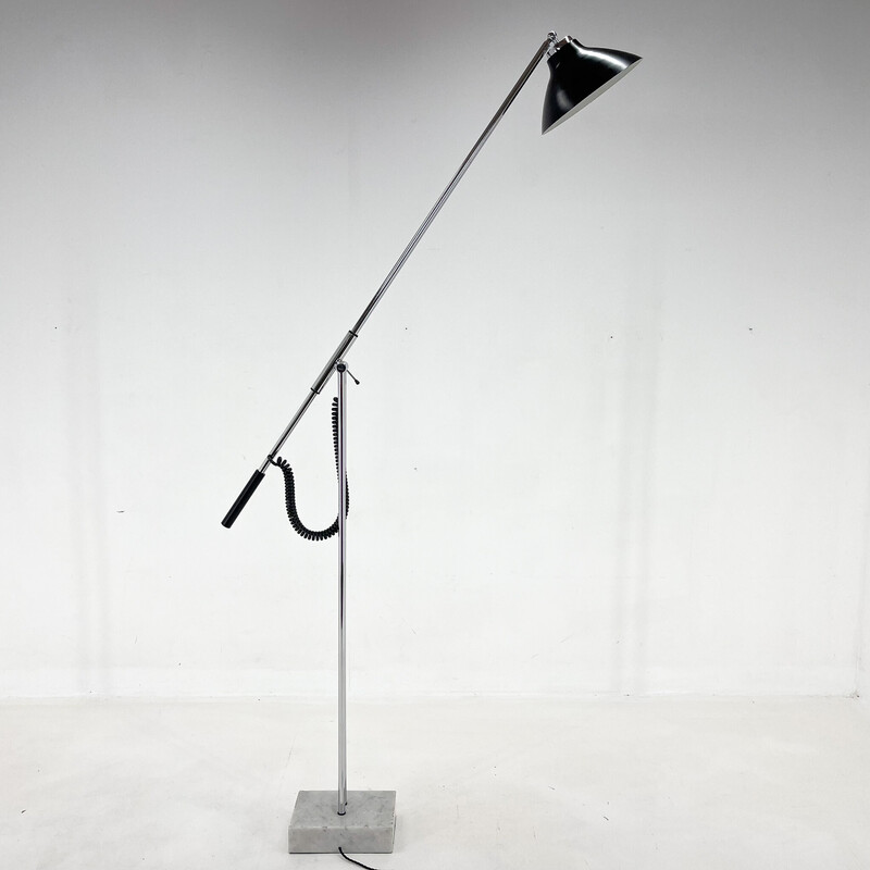 Vintage Italian adjustable chrome and marble floor lamp, 1960s