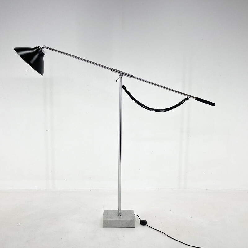 Vintage Italiaanse verstelbare vloerlamp van chroom en marmer, 1960