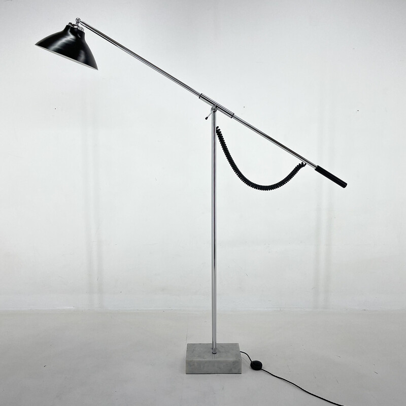 Vintage Italian adjustable chrome and marble floor lamp, 1960s