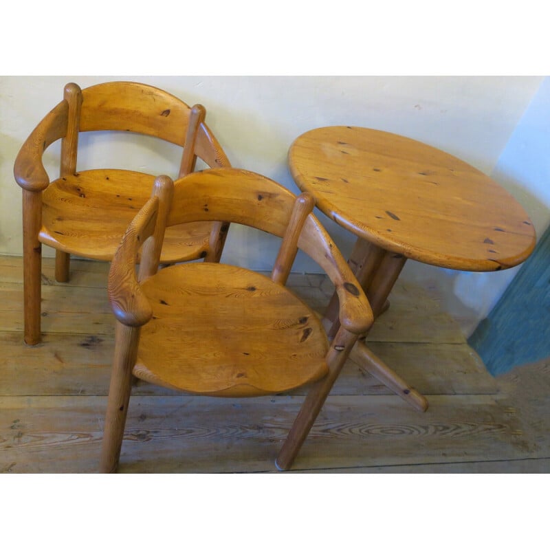 Vintage Elbow dining set in patinated pine by Rainer Daumiller for Hirtshals Sawmill, 1960s