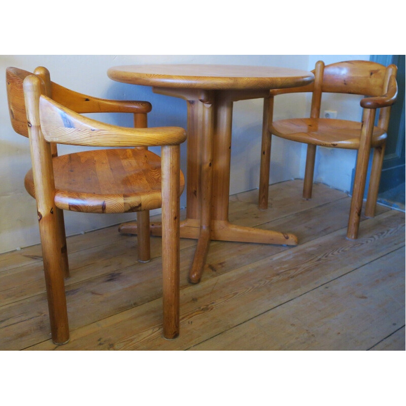 Vintage Elbow dining set in patinated pine by Rainer Daumiller for Hirtshals Sawmill, 1960s