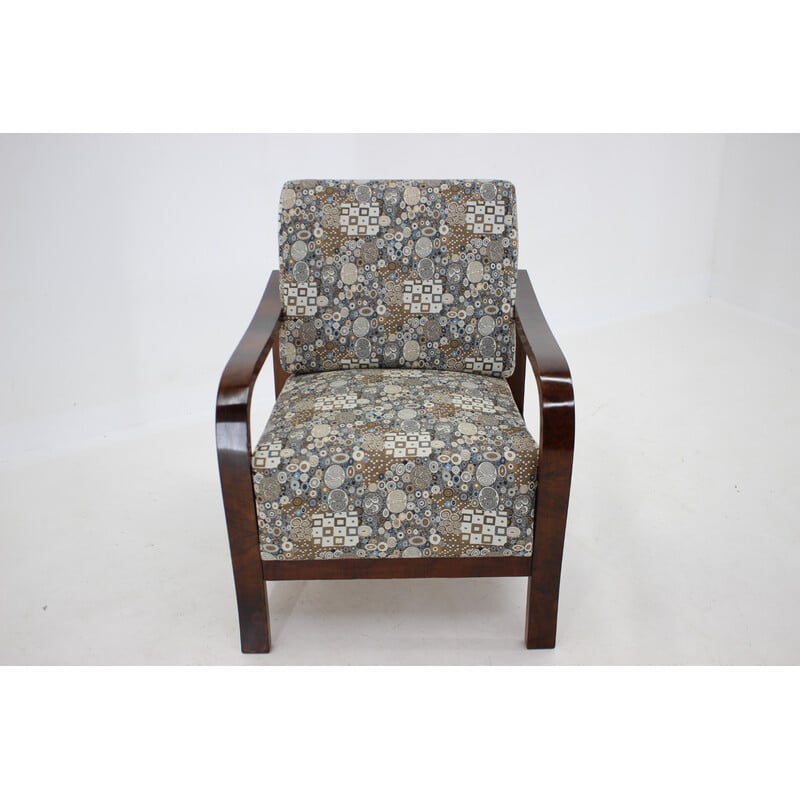 Vintage Art Deco fabric armchair, Czechoslovakia 1930s