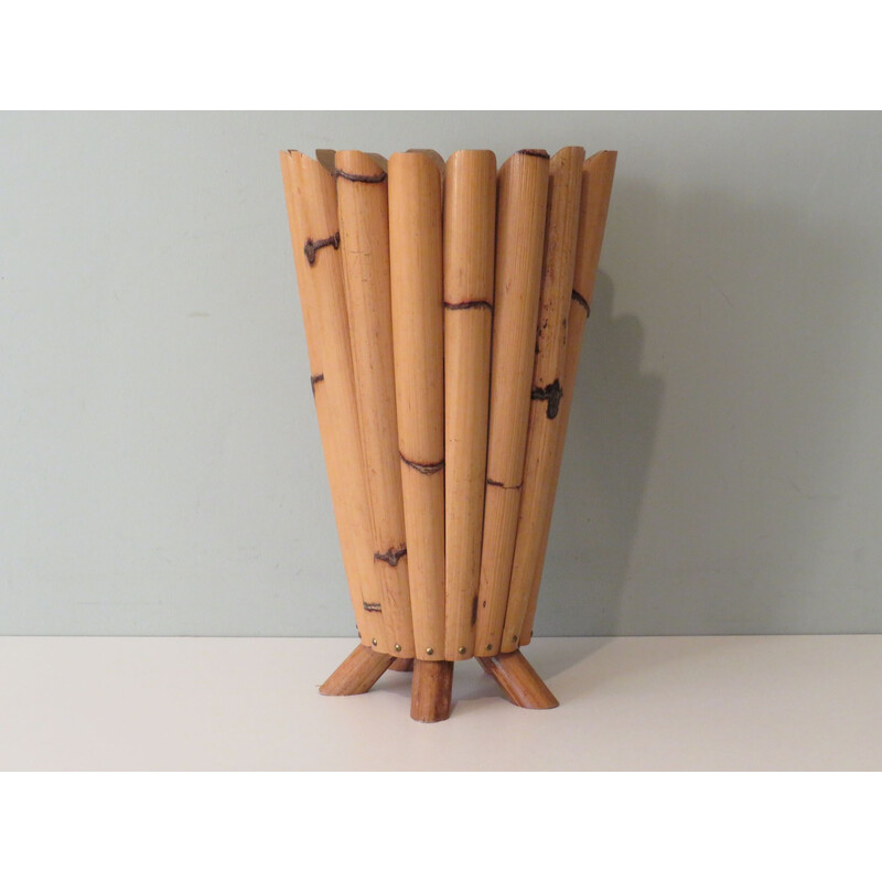 Vintage bamboo umbrella stand, France 1950