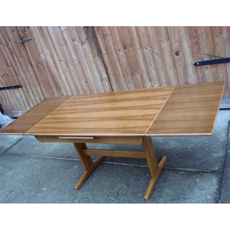 Deense vintage vouwtafel van beukenhout en teakhout, 1970