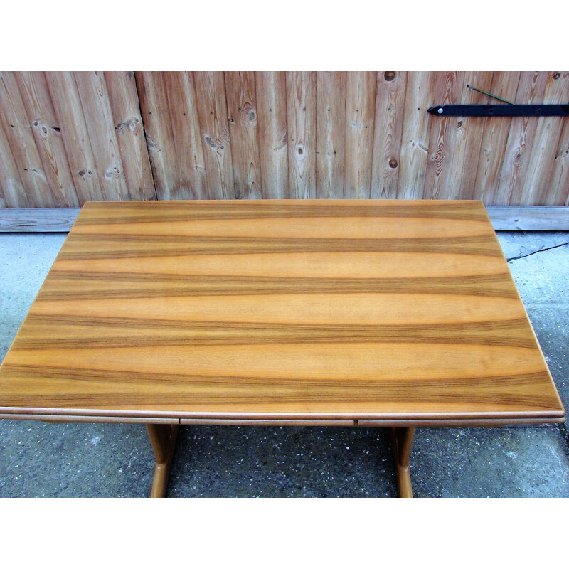 Danish vintage beech wood and teak folding table, 1970s