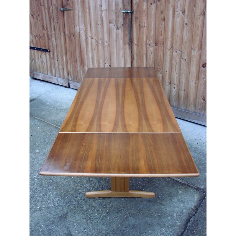 Danish vintage beech wood and teak folding table, 1970s
