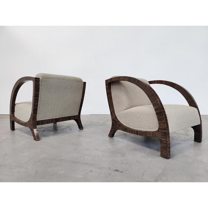 Pair of vintage Art Deco club armchairs, Belgium