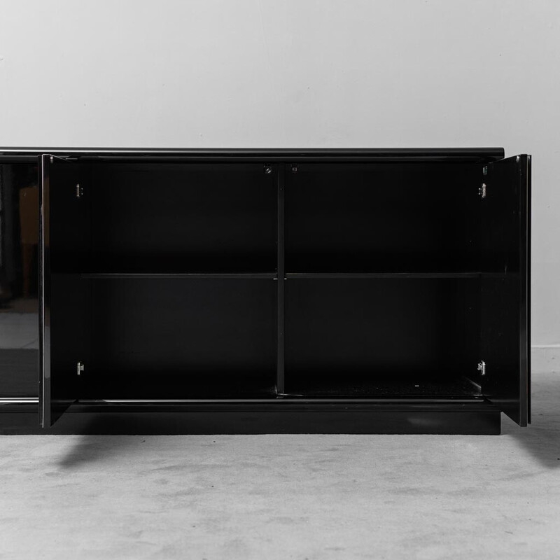 Vintage polished black wood sideboard by Cidue, 1970