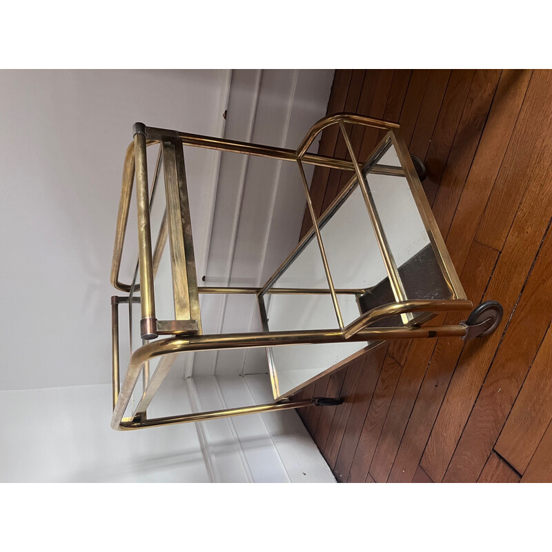 Vintage bar cart door Jacques Adnet, Frankrijk 1930