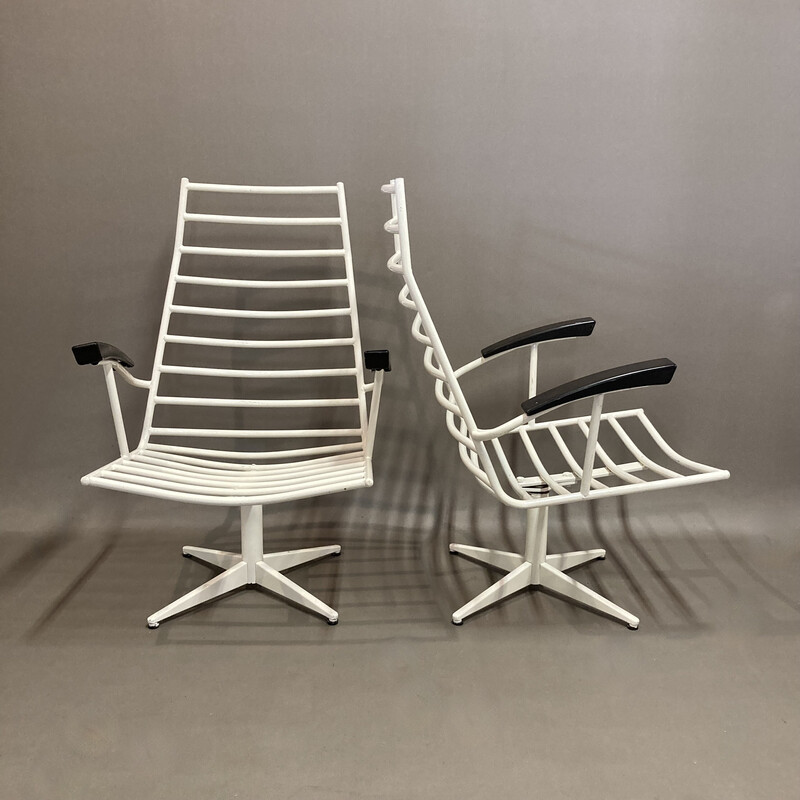 Vintage metal and Bakelite swivel chair, 1950