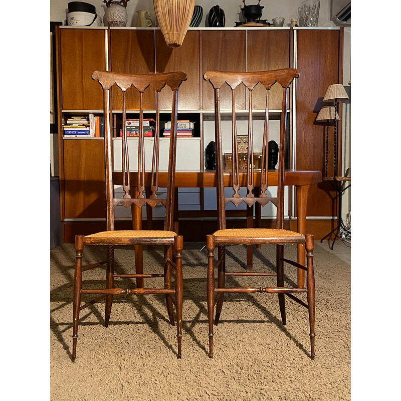 Pair of vintage high-back chairs, 1950