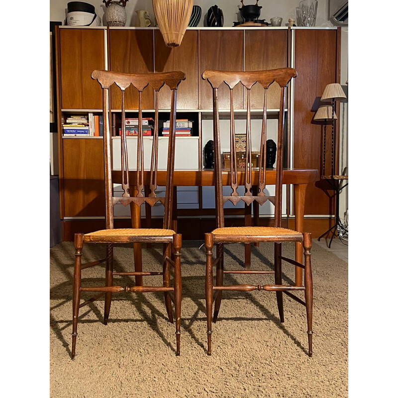 Pareja de sillas vintage de respaldo alto, 1950