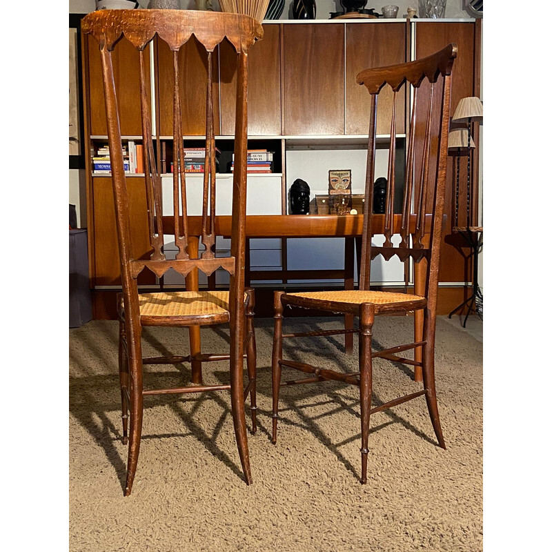 Pair of vintage high-back chairs, 1950