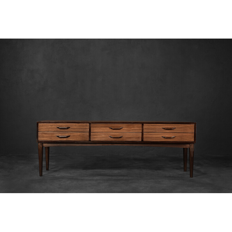 Vintage Danish mahogany lowboard with drawers, 1970s