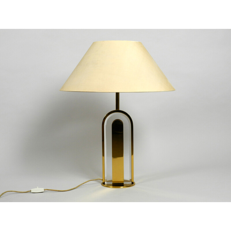 Lampe de table vintage en laiton et verre par Vereinigte Werkstätten Collection, Allemagne 1970