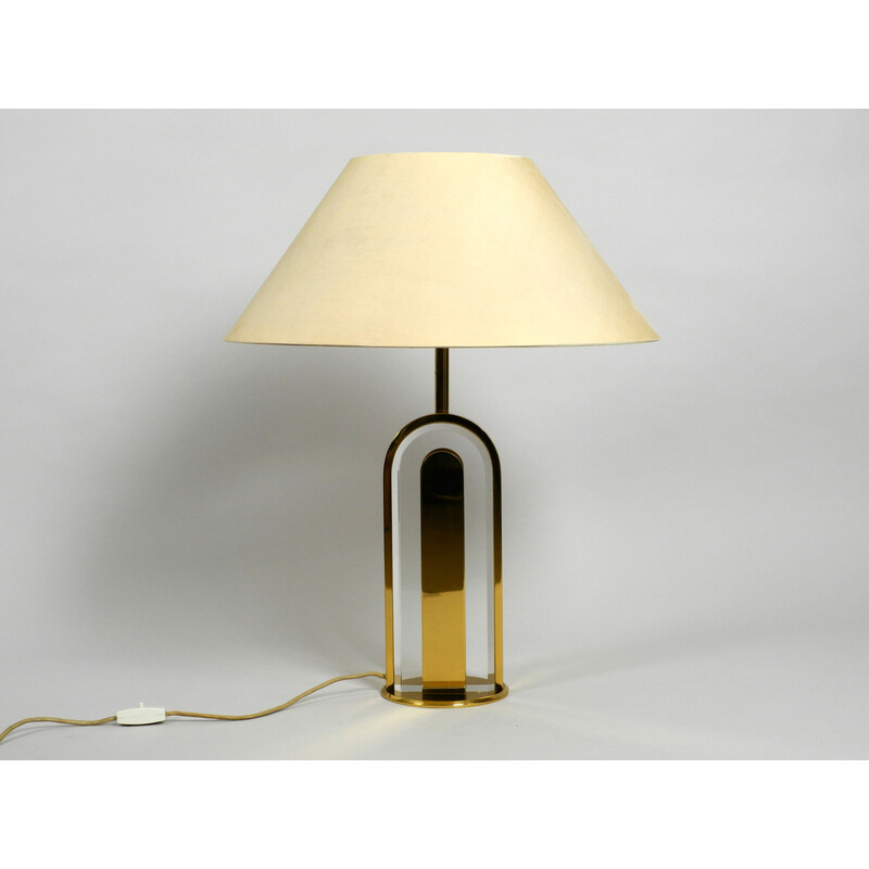 Vintage brass and glass table lamp by Vereinigte Werkstätten Collection, Germany 1970s