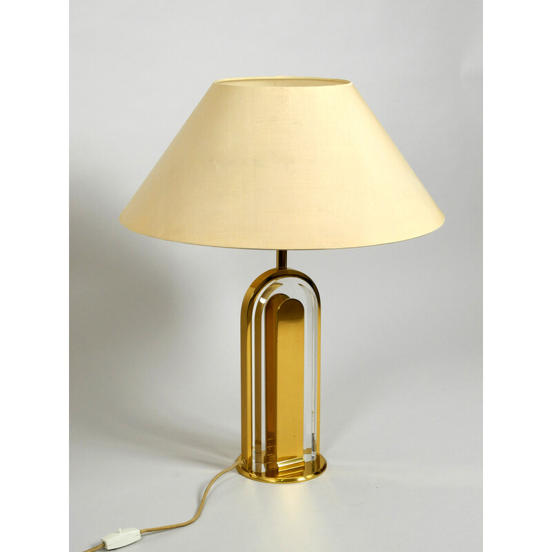 Vintage brass and glass table lamp by Vereinigte Werkstätten Collection, Germany 1970s