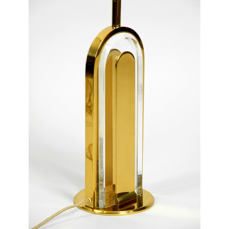 Vintage brass and glass table lamp by Vereinigte Werkstätten Collection, Germany 1970s