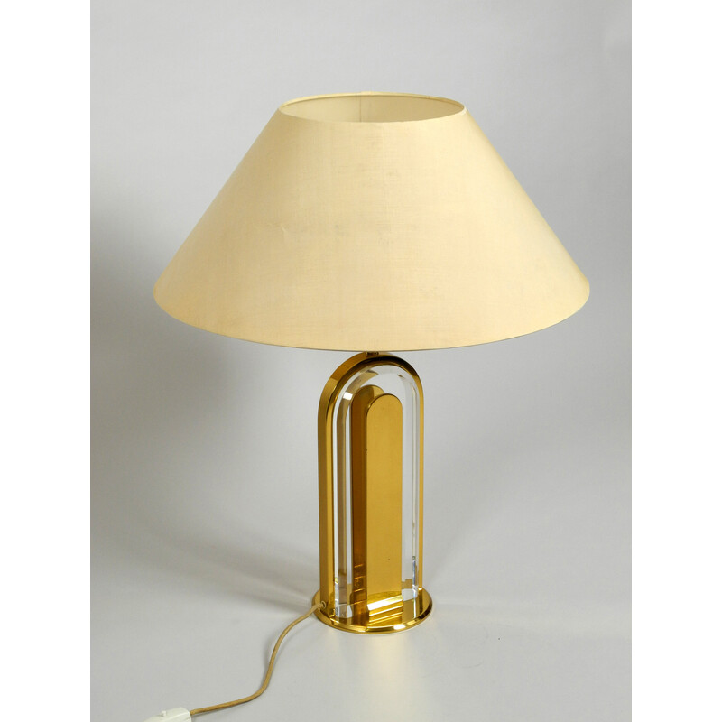 Lampe de table vintage en laiton et verre par Vereinigte Werkstätten Collection, Allemagne 1970