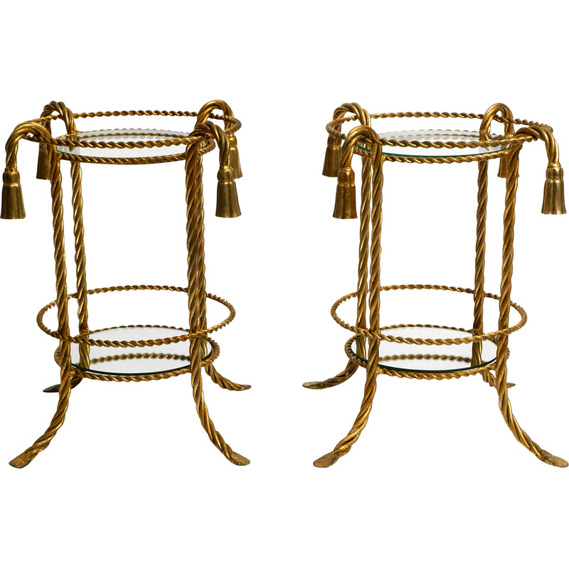 Pair of mid century Italian gilt iron side tables by Li Puma Firenze