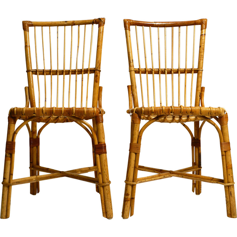 Pair of vintage Italian bamboo chairs, 1960s
