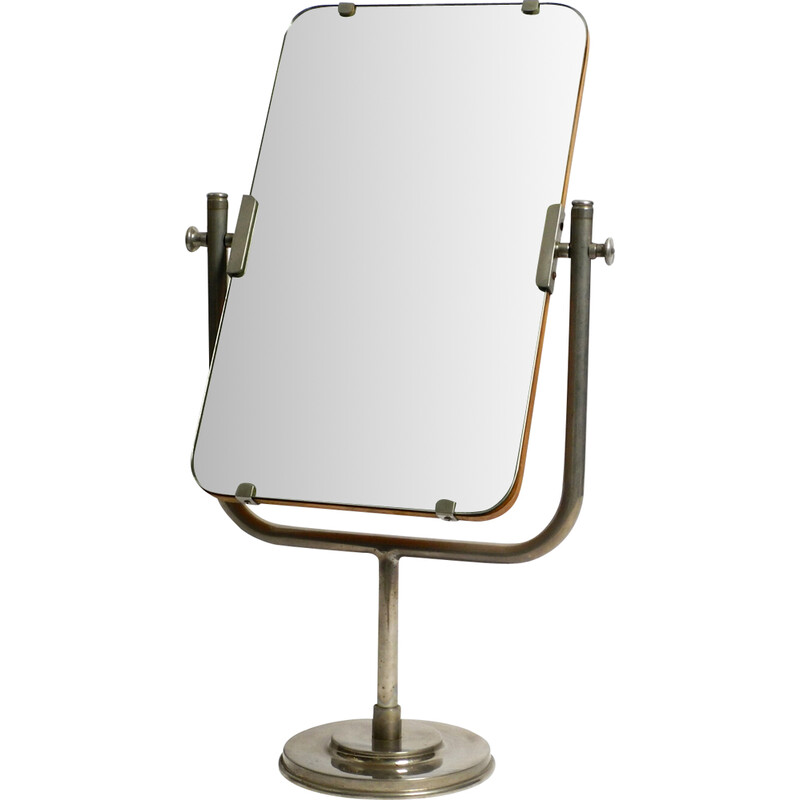 Vintage movable table mirror with nickel-plated metal frame, 1930s
