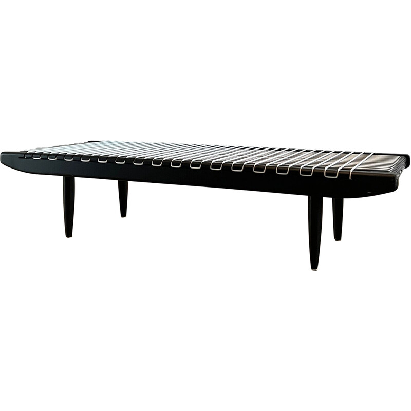 Mesa de centro vintage lacada en negro de Georges Tigien, 1960