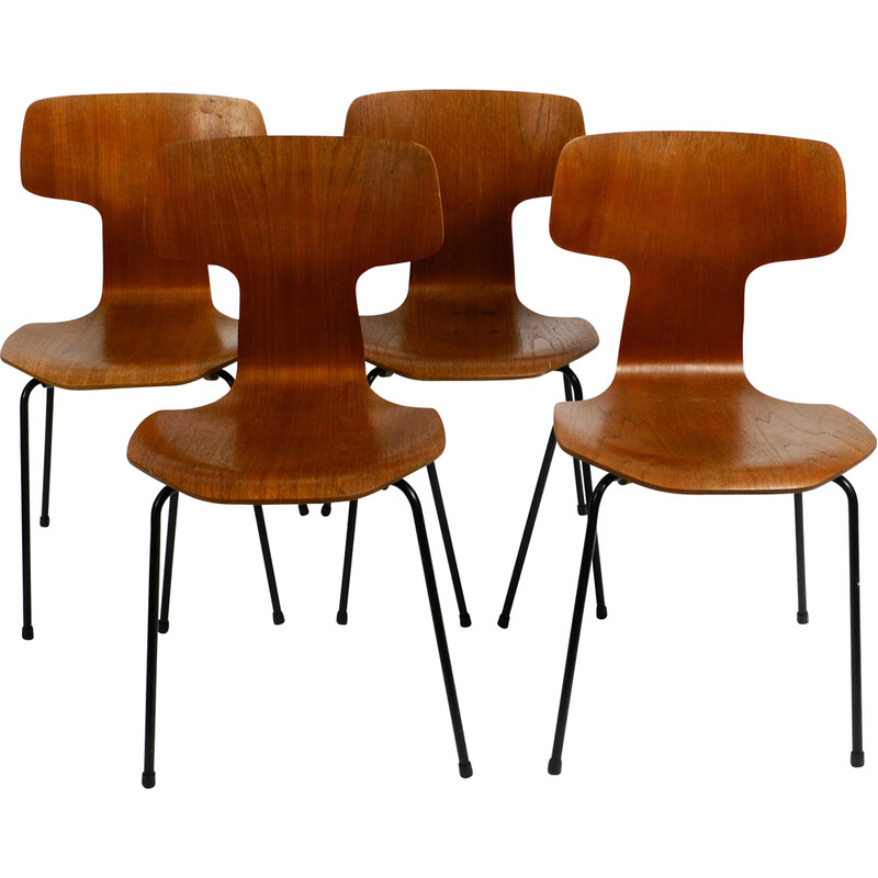 Cadeiras de teca Vintage modelo 3103 por Arne Jacobsen para Fritz Hansen, 1973