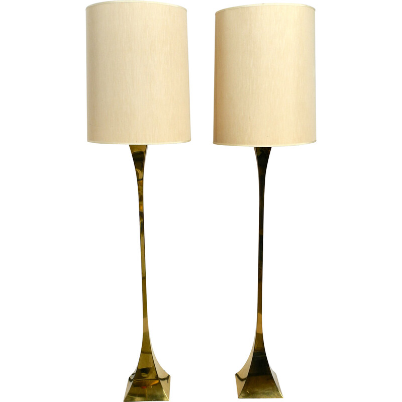 Pair of vintage brass floor lamps by Tonello and Montagna Grillo for High Society, Italy 1970s