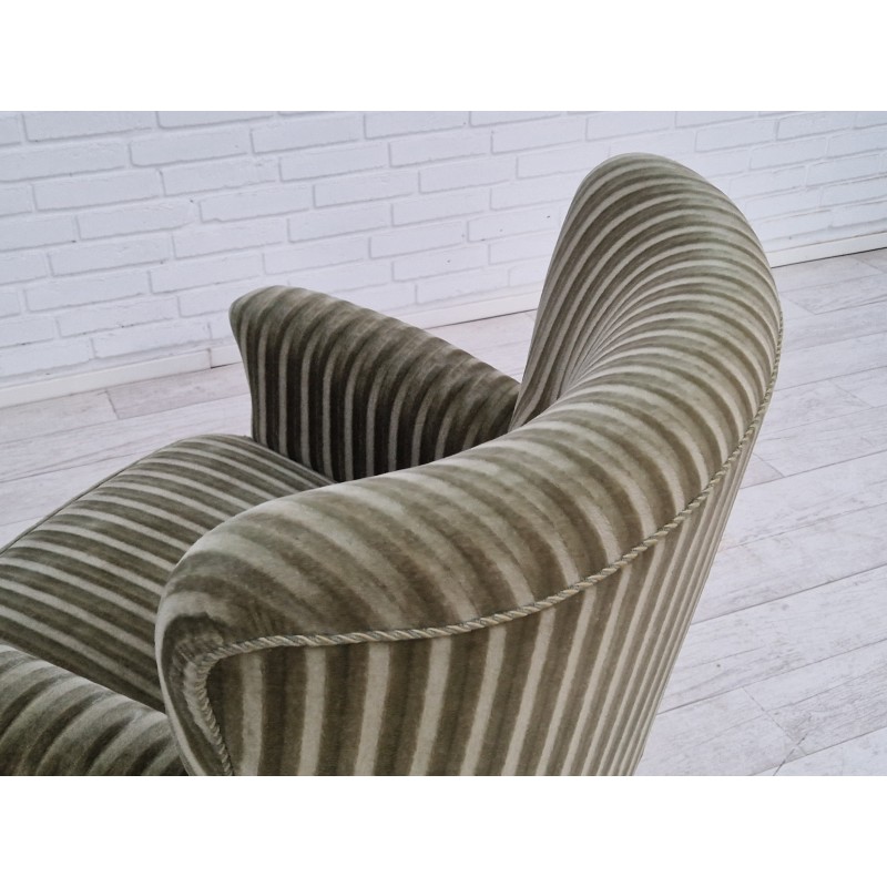 Sillón danés vintage de terciopelo y madera de haya, años 70