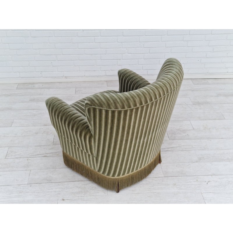 Vintage Deense fauteuil in velours en beukenhout, 1970