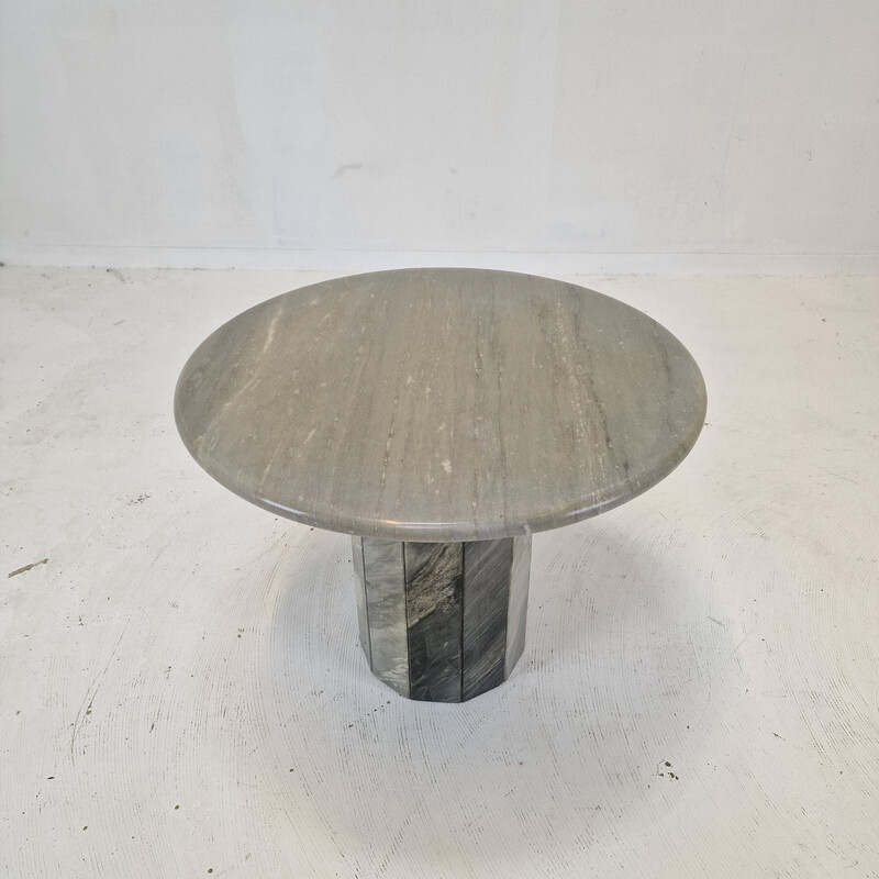 Vintage round Italian marble coffee table, 1980s