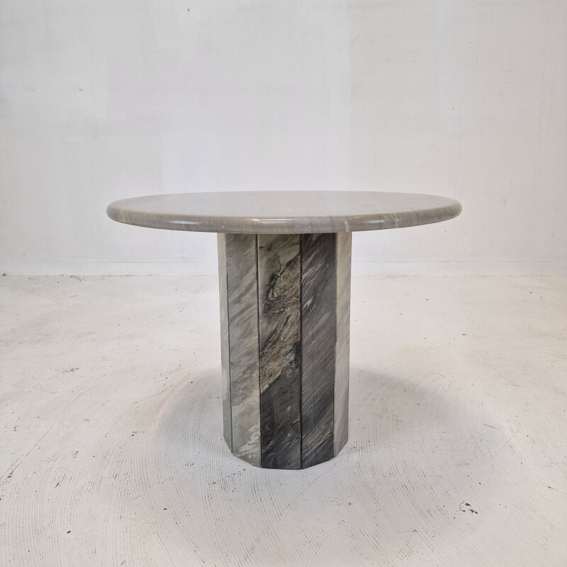 Vintage round Italian marble coffee table, 1980s