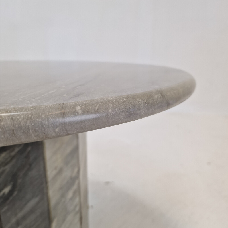 Vintage round Italian marble coffee table, 1980s