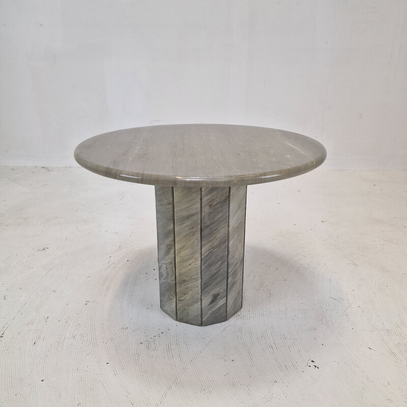 Vintage round Italian marble coffee table, 1980s