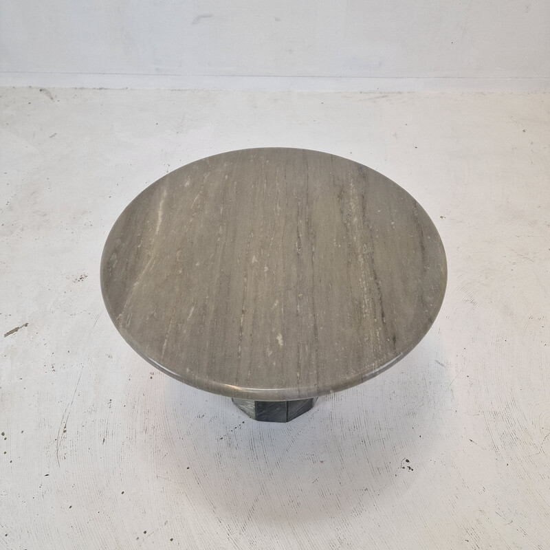 Vintage round Italian marble coffee table, 1980s