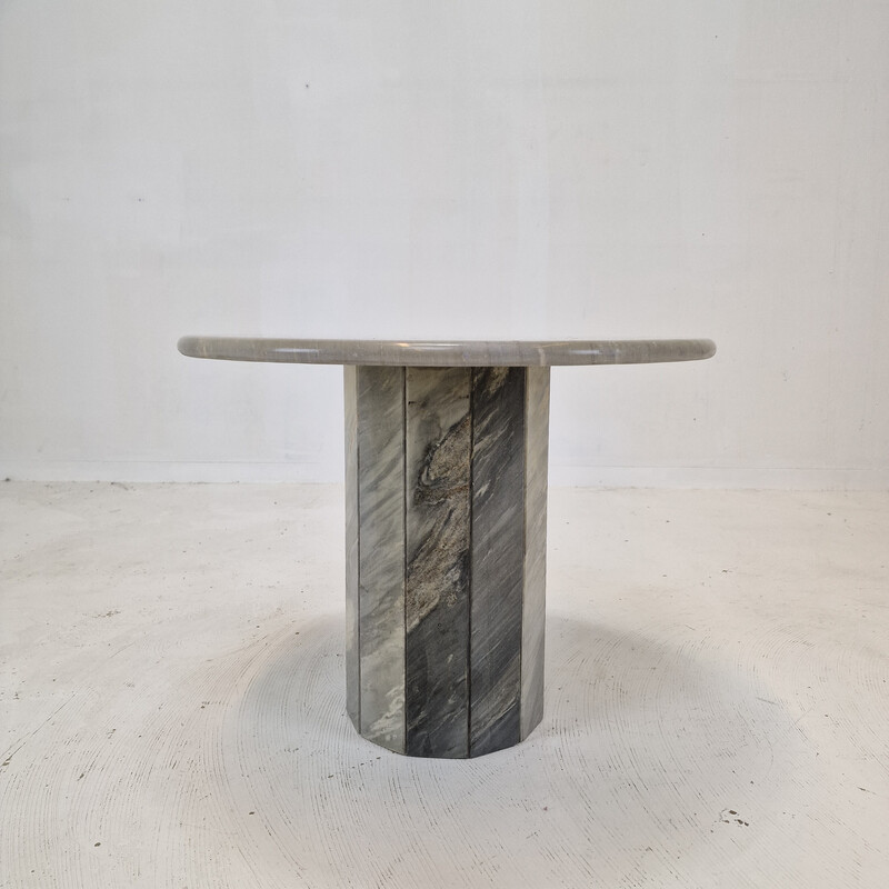 Vintage round Italian marble coffee table, 1980s