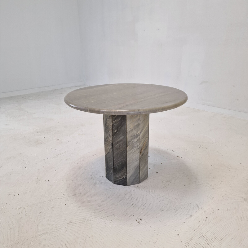 Vintage round Italian marble coffee table, 1980s