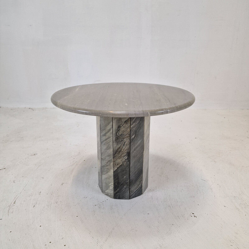 Vintage round Italian marble coffee table, 1980s