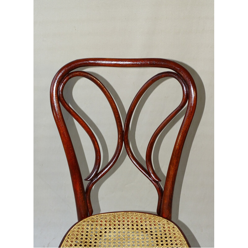 Chaise vintage cannée bistro Fischel N°234, 1910