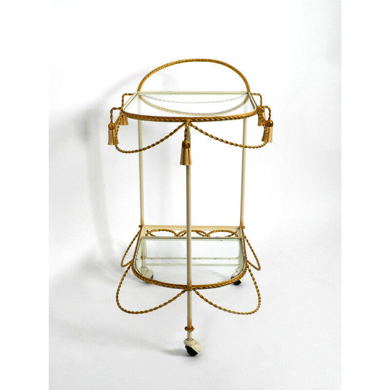 Italian mid century bar trolley in metal and glass