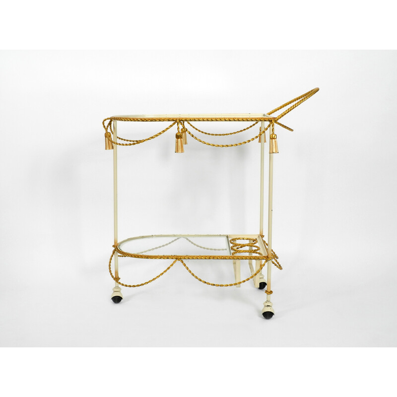 Italian mid century bar trolley in metal and glass