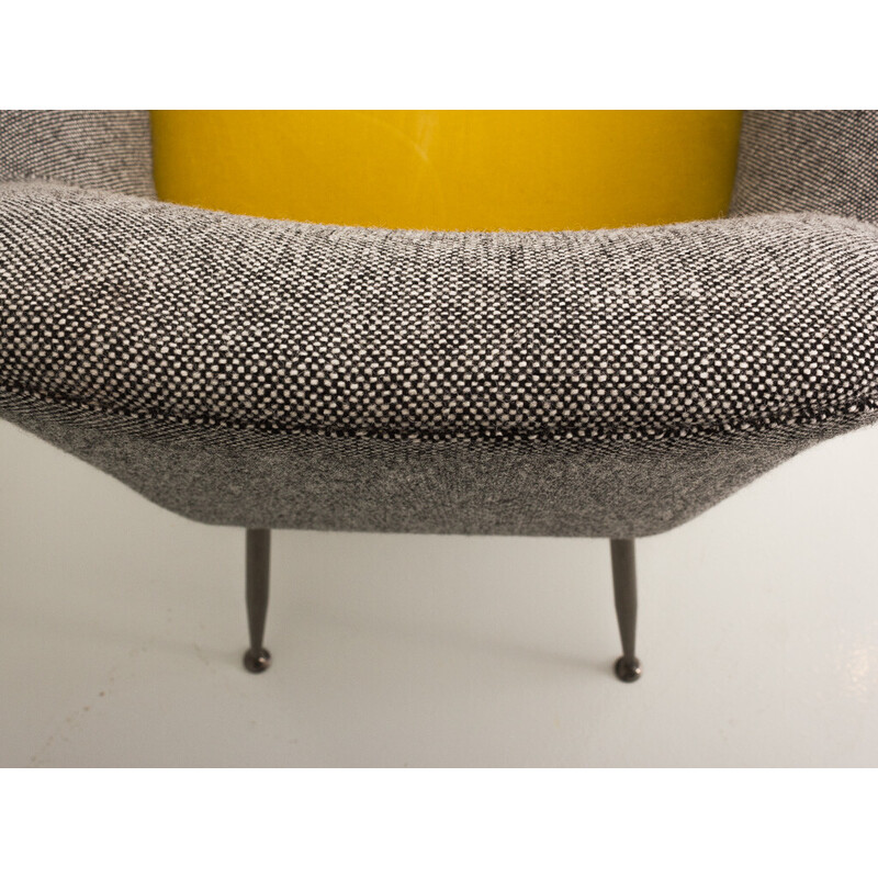 Grey and yellow vintage armchair, 1960