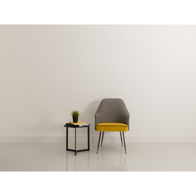 Grey and yellow vintage armchair, 1960