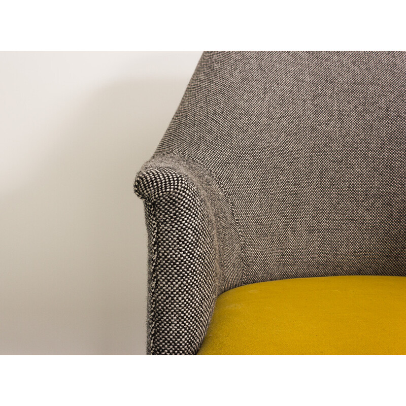 Grey and yellow vintage armchair, 1960